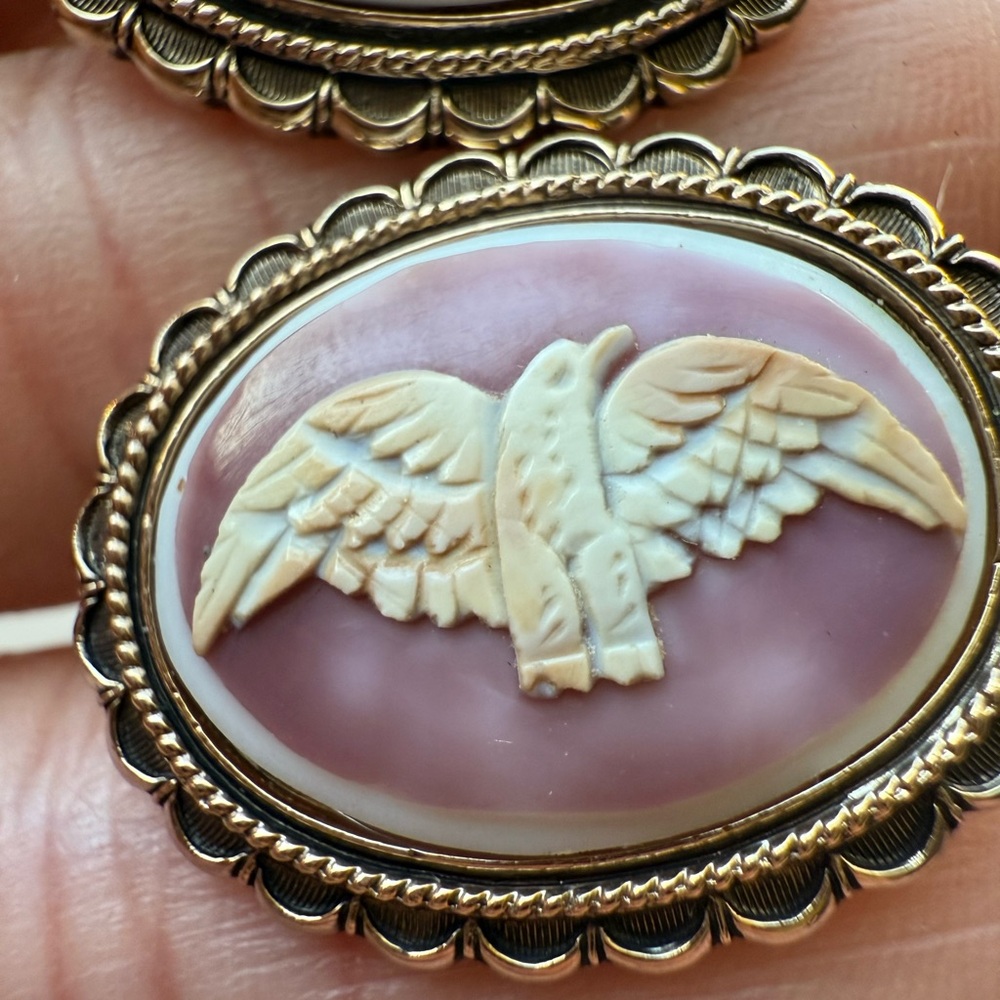 Vintage Carved Shell Eagle Cufflinks